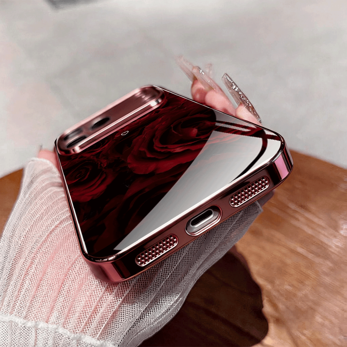Burgundy Rose Print Case